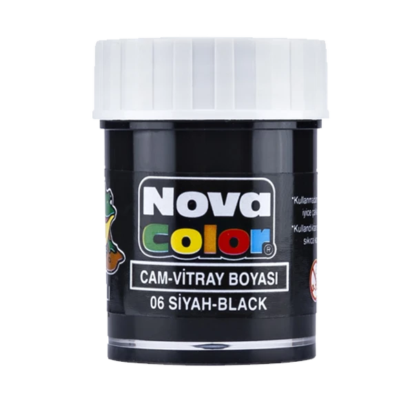 Nova Color Cam Boyası Su Bazlı Şişe Siyah(12 adet) NC-154 ürün görseli 1
