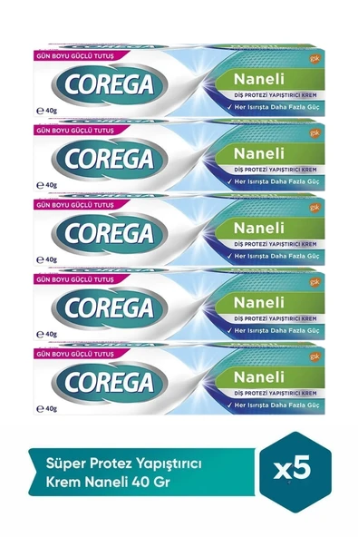 Corega Süper Protez Yapıştırıcı Krem Naneli 40gr x 5 Adet
