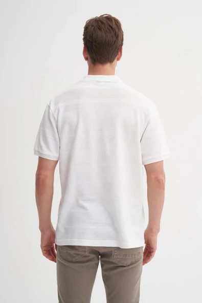 Cazador Polo Yaka Regular Fit Örme Çizgi Dokulu Tişört - Resim 4