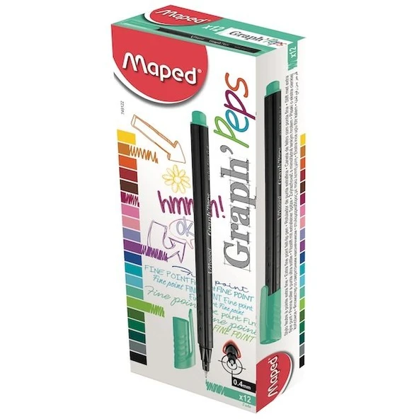 Maped Fineliner Graph Peps 0.4 MM Zümrüt Yeşili 12 Lİ 74912202-12-LI-PKT