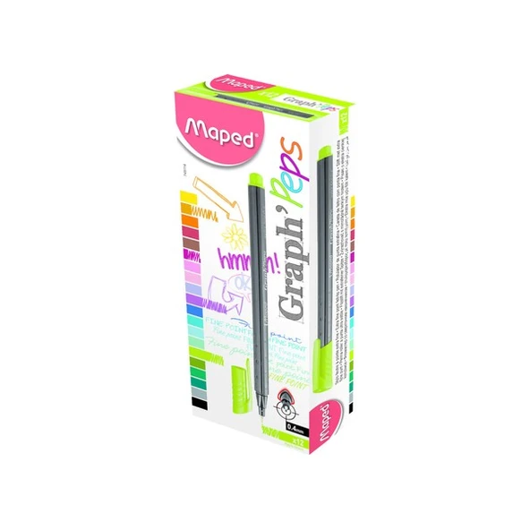 Maped Fineliner Graph Peps 0.4 MM Elma Yeşili 12 Lİ 74911403-12-LI-PKT