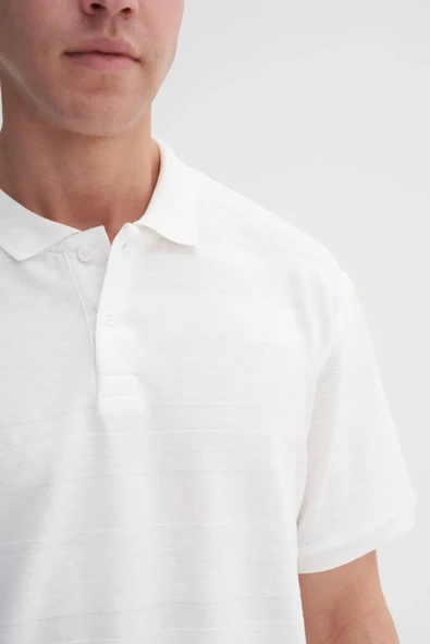 Cazador Polo Yaka Regular Fit Örme Çizgi Dokulu Tişört - Resim 5