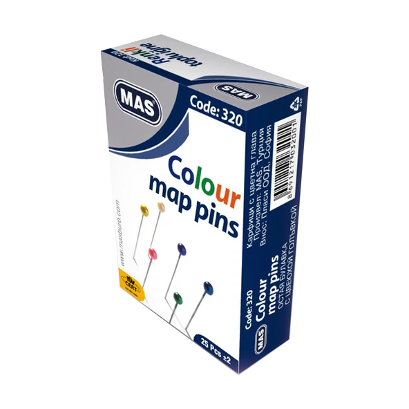Mas Toplu İğne Renkli Başlı 32 MM (36 paket)