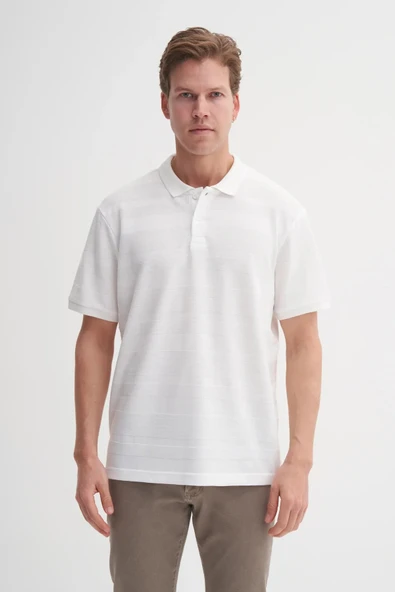 Cazador Polo Yaka Regular Fit Örme Çizgi Dokulu Tişört - Resim 2