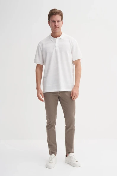 Cazador Polo Yaka Regular Fit Örme Çizgi Dokulu Tişört - Resim 3