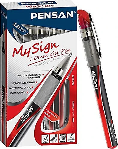 Pensan Roller Kalem Yedeği My-sign Jel Bilye Uçlu İmza Kalem 1.0 MM Kırmızı 25 Lİ PAKET ürün görseli 1