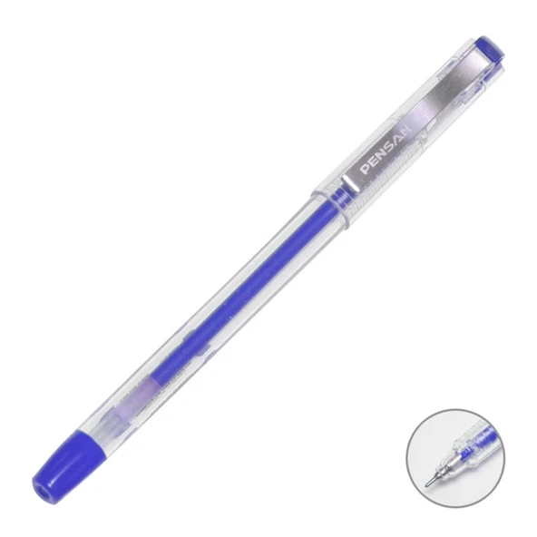 Pensan Tükenmez Kalem  (12 li)My-King Jel Metal Klips 0.5 MM Mavi 6405 - 2