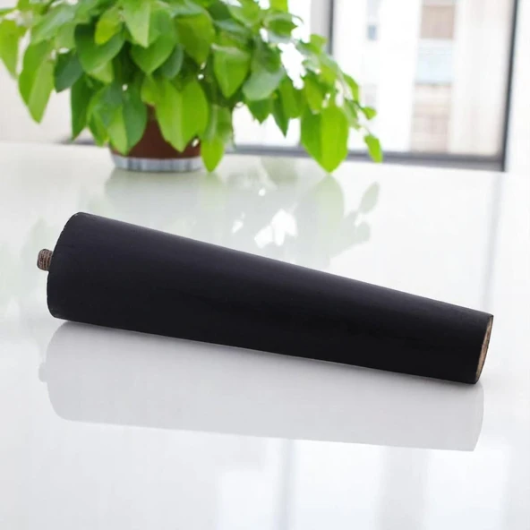 Ahşap Ayak 12 Cm Siyah M8 Civatalı Bağlantı Aparatlı Dolap Mobilya Koltuk Kanepe Destek Ayağı Ayakları - Resim 2