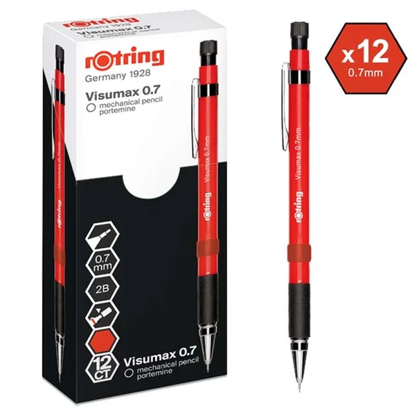 Rotring Versatil Kalem Visumax 0.7 MM Kırmızı (12 adet)