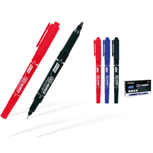 Aihao Asetat Kalemi Permanent Çift Taraflı Kırmızı AH-319-12-LI-PKT - Resim 2