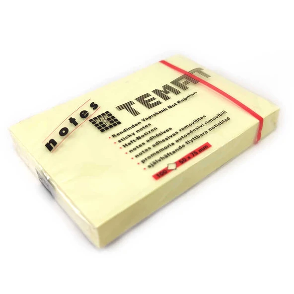 Temat Yapışkanlı Not Kağıdı Pastel Sarı 50x75 MM (12 adet)