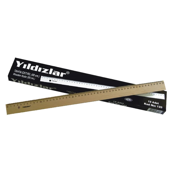 Yıldızlar Standart Cetvel Tahta 50 CM 123---12 li