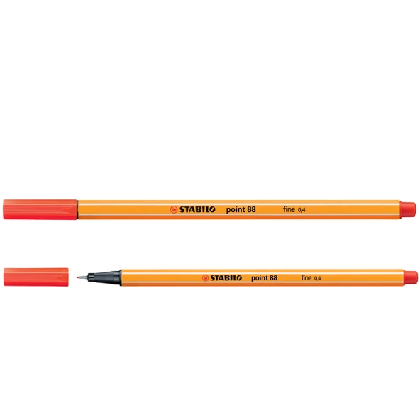 Stabilo Keçe Uçlu İnce Kalem ( 10 adet) 88 Point 0.4 MM Kızıl 88/48 - 2