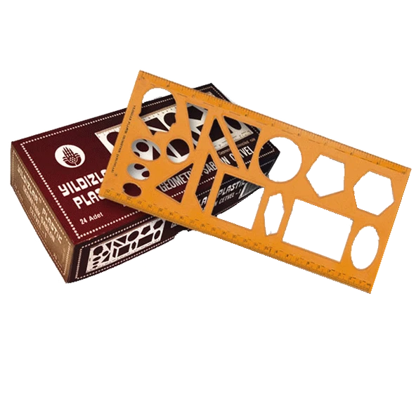 Yıldızlar Geometrik Şablon Cetvelli Atatürklü 25 CM(24 lü) 40