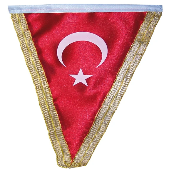 Vatan Masa Bayrağı Türk Üçgen Simli 15x22.5 VT203   ( 10 adet ) - 2