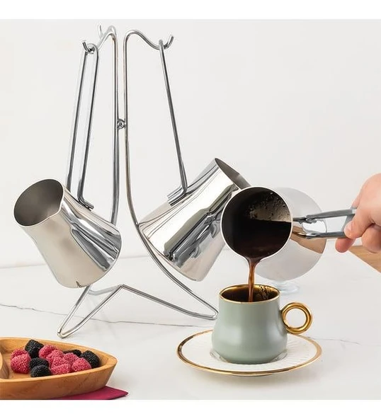 Lines Piramit Küçük 4 Parça Çelik Cezve Takımı