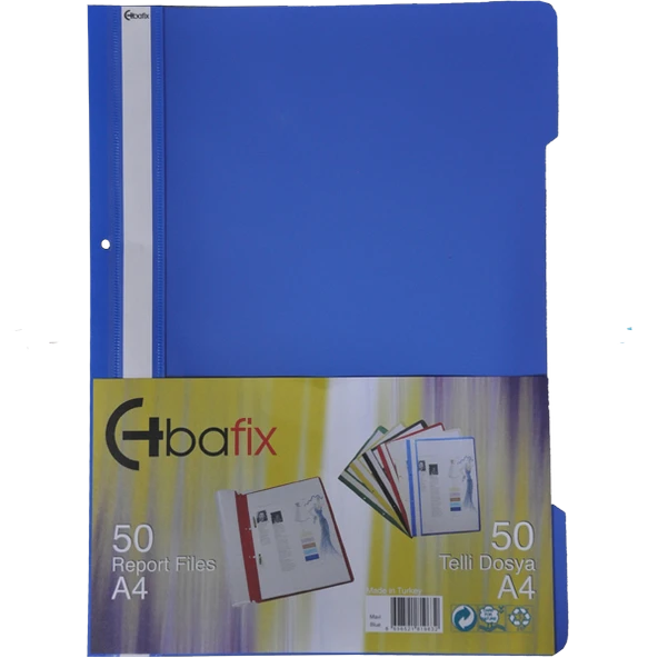 Bafix Telli Dosya Plastik XL Mavi A4 (50 li) ürün görseli 1
