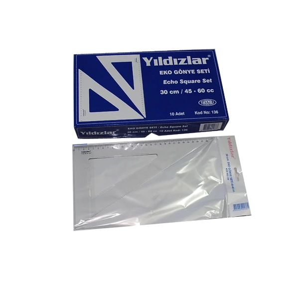 Yıldızlar Öğrenci Gönye Seti 45-60 Derece Ekonomik 30 CM 136-10 lu - 2