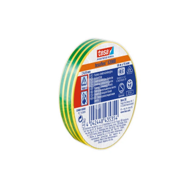 Tesa Bant Elektrik Izolasyon Yeşil & Sarı Çizgili 10x15 53988-00080 ( 10 adet ) - 2