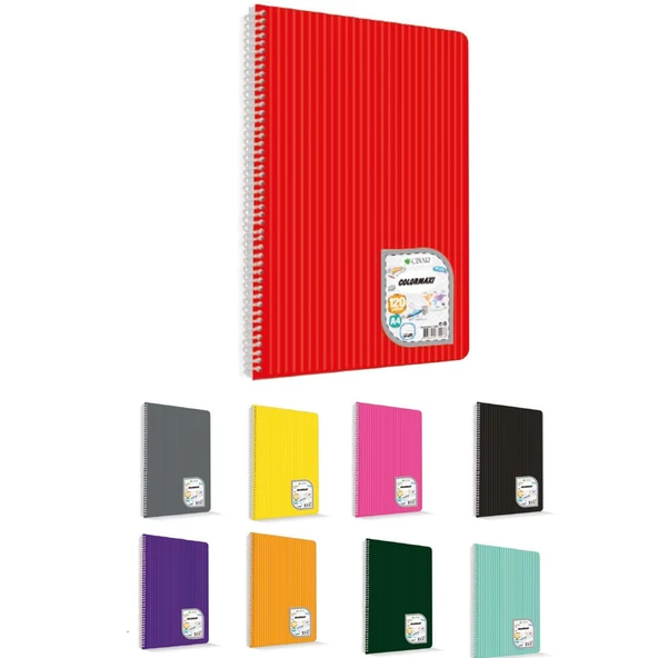 Çınar Colormaxi Spiralli Defter Plastik Kapak Kareli 72 YP A4 72/4 73002-12-LI-PKT