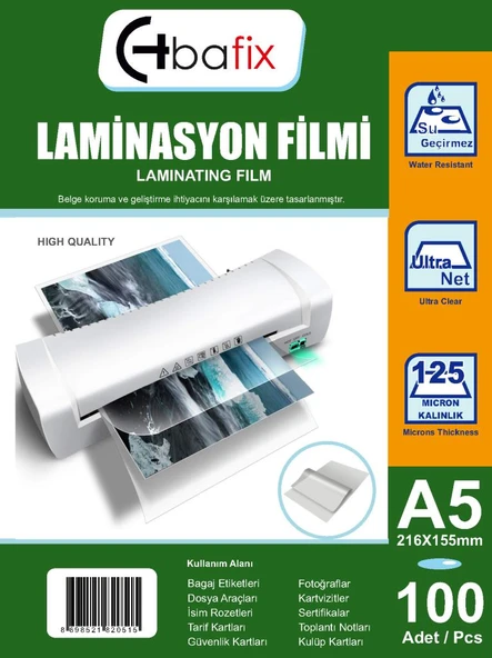 Bafix Laminasyon Filmi A5 125 MIC (100 LÜ) 154-216