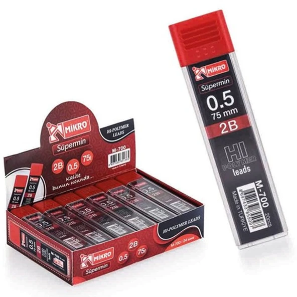 Mikro 75 mm 2b Kurşun Kalem Ucu 0.5 mm (24 tüp 1 paket) M-700 ürün görseli 1