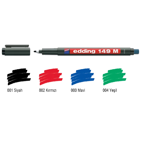 Edding Asetat Kalemi (10 adet)Permanent M Seri 1.0 MM Siyah 149 M