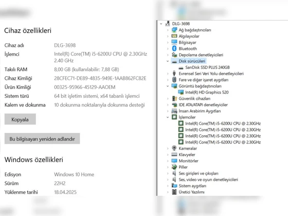 Acer Aspire R15 Intel Core i5 6200U 8GB RAM 240GB SSD 15.6” DOKUNMATİK FHD (İKİNCİ EL) - 5