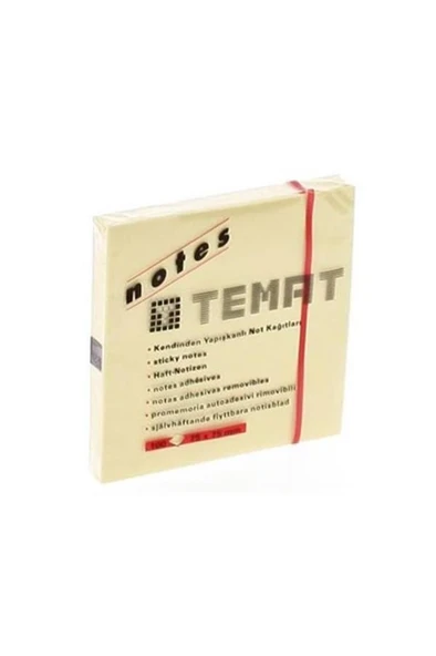 Temat Yapışkanlı Not Kağıdı 75x75 MM Pastel Sarı