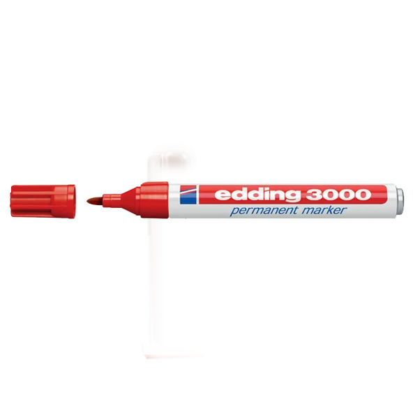Edding Markör (10 adet) Permanent Yuvarlak Uçlu 1.5-3 MM Kırmızı 3000