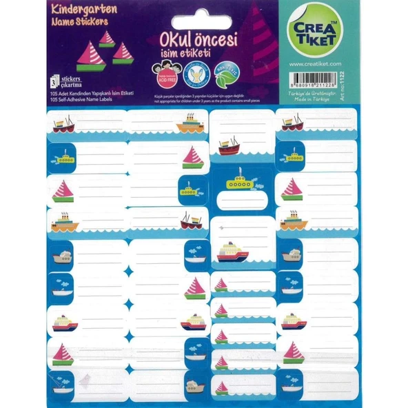 Creaworld Tiket Okul Etiketi Sevimli Yaratıklar 3 LÜ 1003-12-LI-PKT