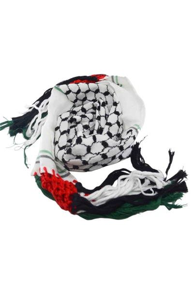 Filistin Bayrağı Püskül Keffiyeh İşlemeli Gazze Keffiyeh 10 Parça  S300008 - 4