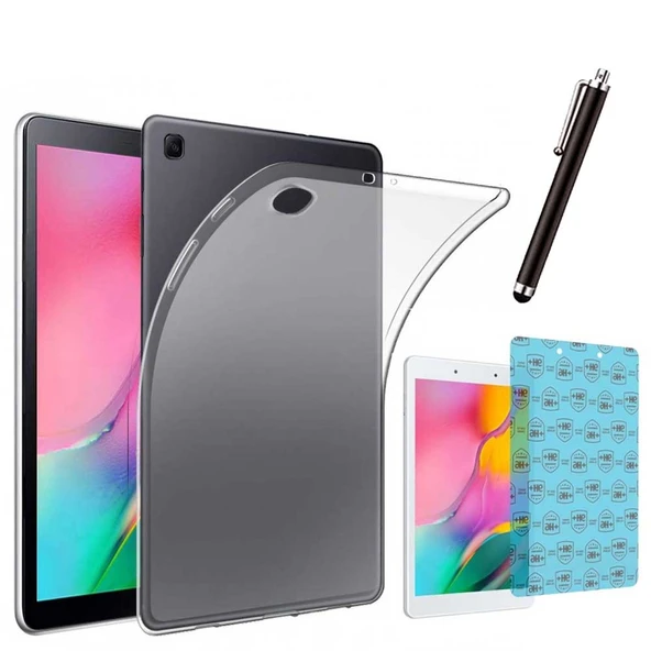 Samsung Galaxy Tab A SM T290 Uyumlu Şeffaf Kılıf Cam Kalem Set ürün görseli 1