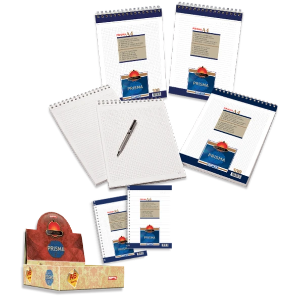 Gıpta Bloknot Prisma Spiralli Karton Kapak Çizgili 100 YP A4 1376-6-LI-PKT ürün görseli 1