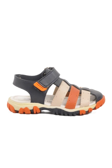 Ayakmod Lacivert Turuncu Cırtlı Erkek Çocuk Spor Sandalet 173101 P - 1