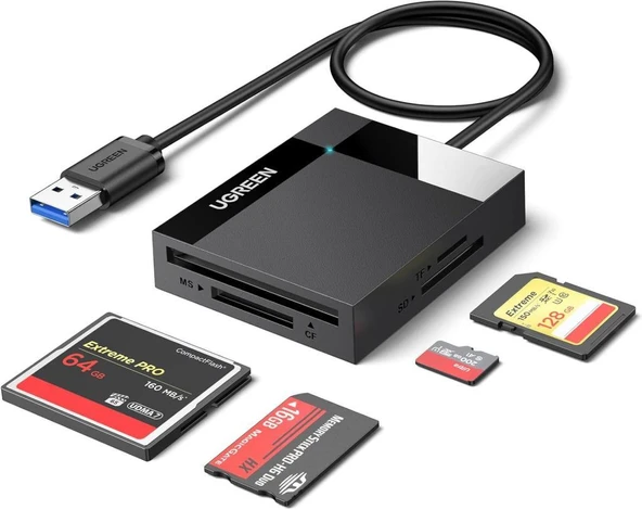 Ugreen USB 3.0 4'ü 1 Arada Kart Okuyucu, Siyah Outlet