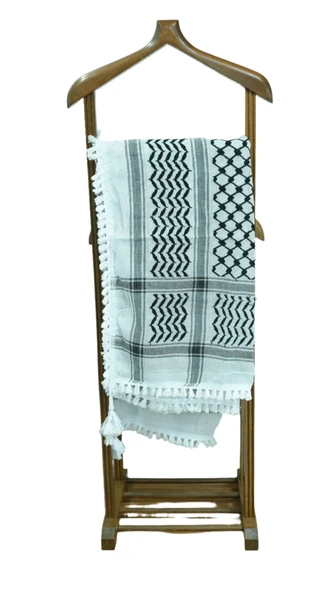 120 x 120 Cm Siyah Kareli Çizgili Filistin Kefiye Eşarp Püsküllü Filistin Puşesi 160 g  S300010 - 2