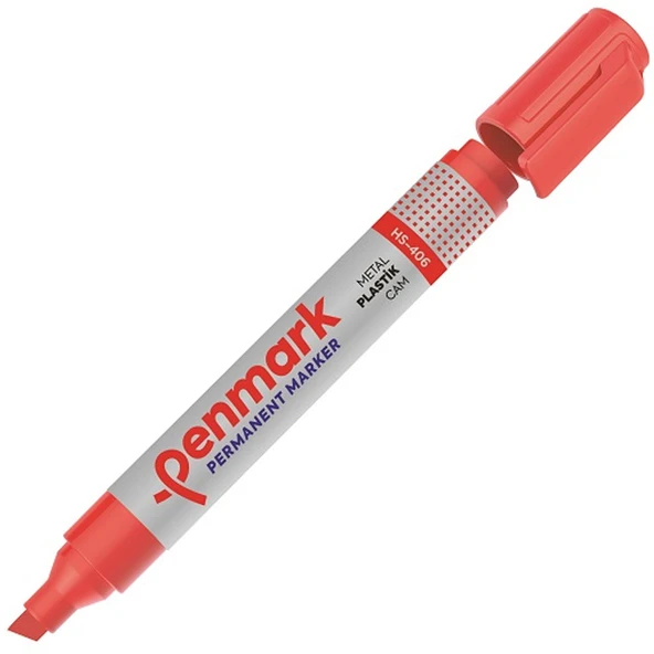 Penmark Permanent Marker Kesik Uç Kırmızı (12 adet)HS 406 03
