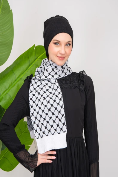 Triko İpli Filistin Geleneksel Nakışlı Çocuk Unisex Atkı Takmı S300009 - 3
