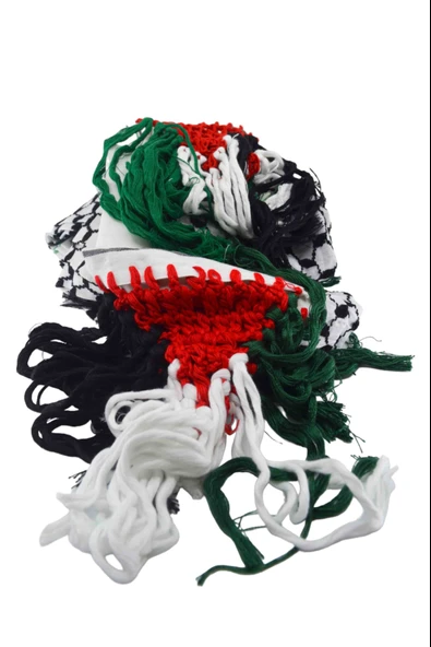 Filistin Bayrağı Püskül Keffiyeh İşlemeli Gazze Keffiyeh 10 Parça  S300008 - 2