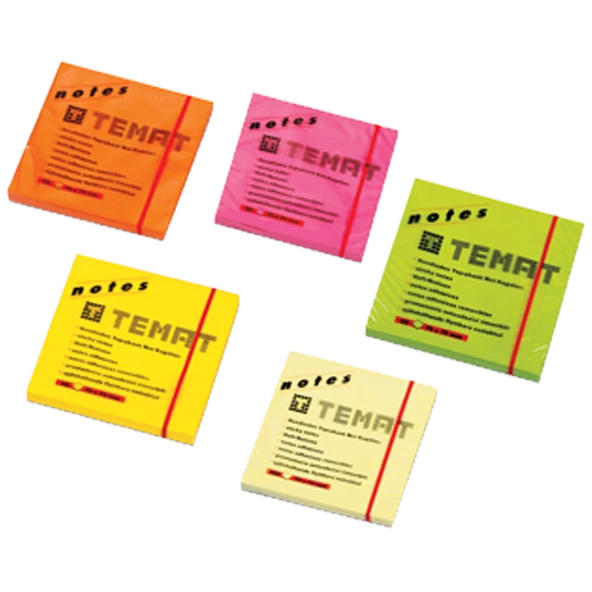 Temat Yapışkanlı Not Kağıdı 75x75 MM Fosforlu Yeşil 10935