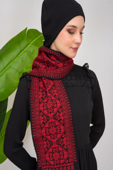 Triko İpli Filistin Geleneksel Nakışlı Çocuk Unisex Atkı Takmı S300009 - 7