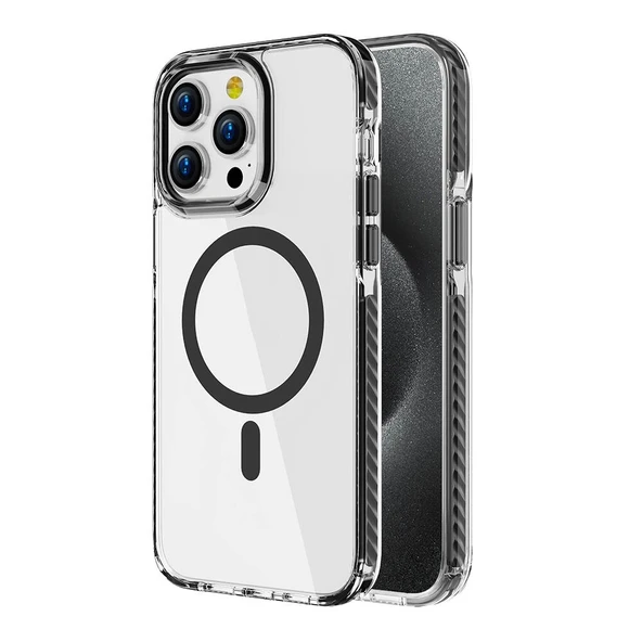 Apple iPhone 15 Pro Max Kılıf M-safe Şarj Özellikli Airbagli Takılabilir Askı Aparatlı Zore Nana Kapak