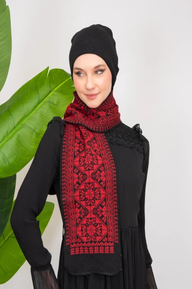 Triko İpli Filistin Geleneksel Nakışlı Çocuk Unisex Atkı Takmı S300009 - 6