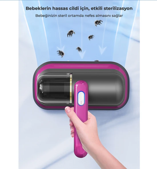 Anti Alerjen UV Işınlı Şarjlı Yatak ve Koltuk El Süpürgesi - 5