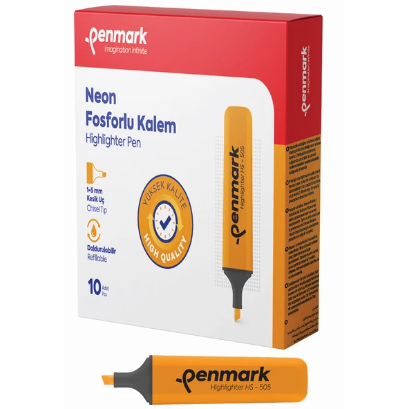 Penmark Neon Fosforlu Kalem Turuncu (10 adet) HS 505 03