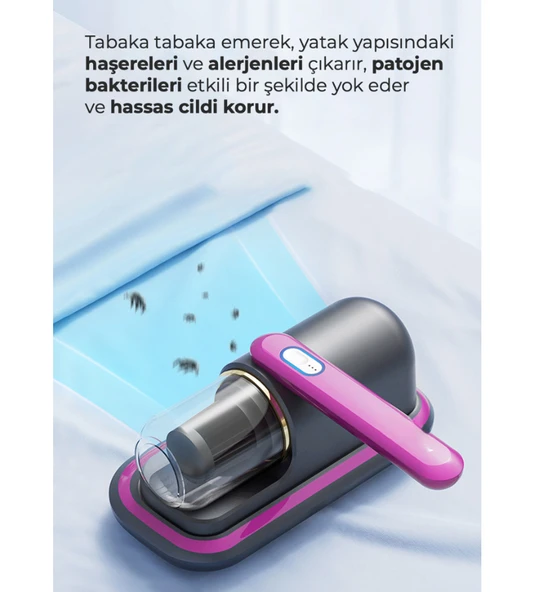 Anti Alerjen UV Işınlı Şarjlı Yatak ve Koltuk El Süpürgesi - 4