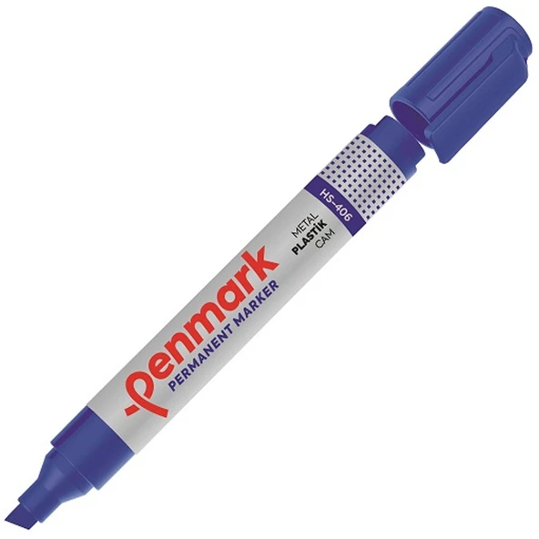 Penmark Permanent Marker Kesik Uç Mavi (12 adet) HS 406 02