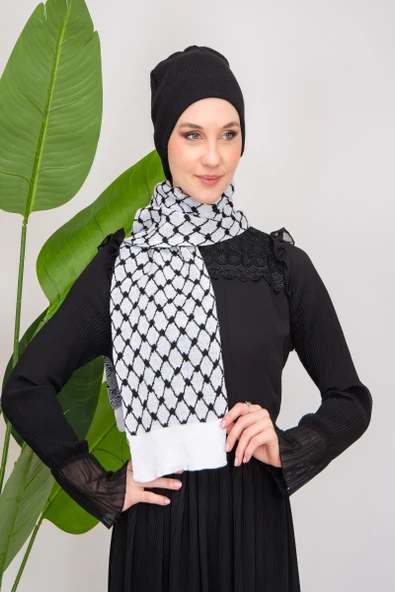 Triko İpli Filistin Geleneksel Nakışlı Çocuk Unisex Atkı Takmı S300009 - 5