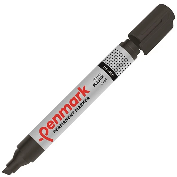 Penmark Permanent Marker Kesik Uç Siyah (12 adet) HS 406 01